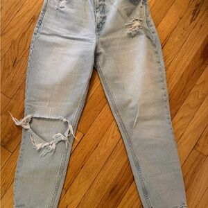 Abercrombie & Fitch Light Wash Distressed Boyfriend Jeans